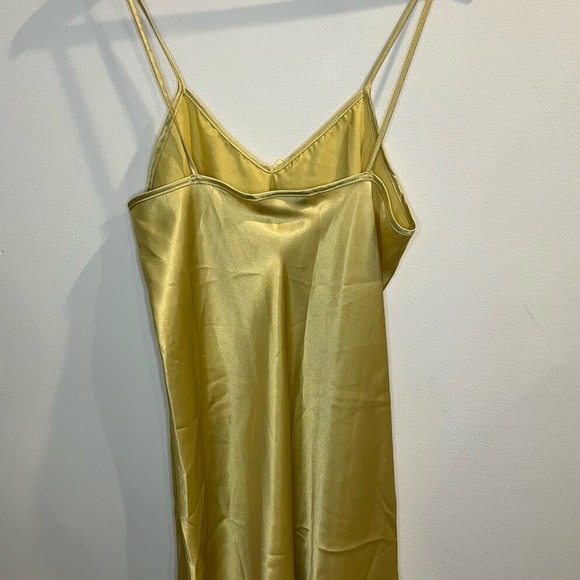 Nicolette New York Vintage Yellow Satin Chemise Nightgown Bow Accent USA Mens M - Picture 2 of 6